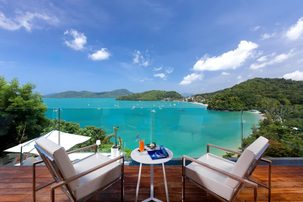 Sea view terrace at Cliff Top Residence Phuket overlooking Kalim Beach
